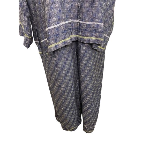 Flax set Blue 100% Linen Top and Bottom Lagenlook Boho Urban‎ Energy Funky edge - Picture 3 of 10